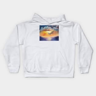 Cloud Dreaming, clouds, sky, skyscape, waterscape, ocean, dramatic sky, purple sunset, beautiful ocean sunset, Kids Hoodie